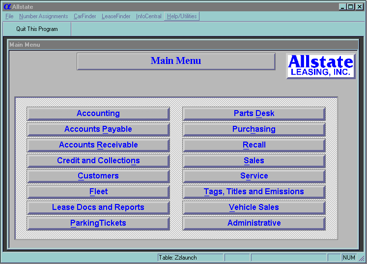 A5 Allstate Main Menu